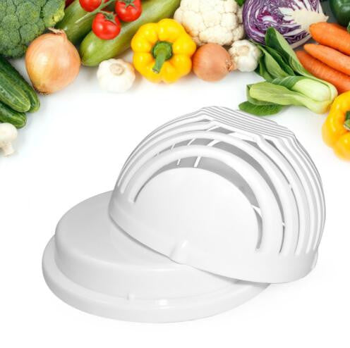 Eternal Instant Salad Bowl - Chopper Slice Fresh Healthy Nutrition Balanced  Salad Maker Bowl White
